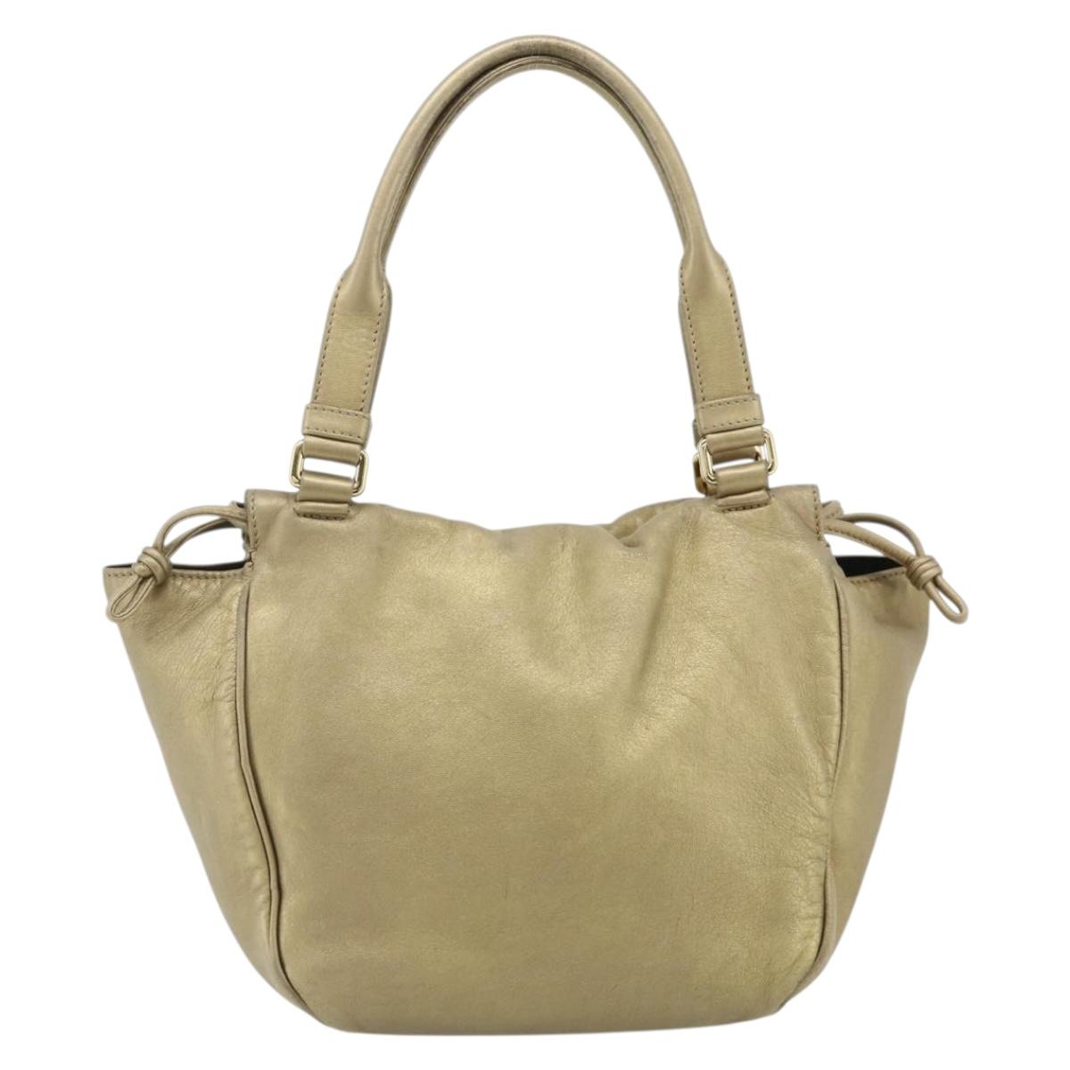 LOEWE Nappa Hand Bag Leather Gold Tone Auth BA12256