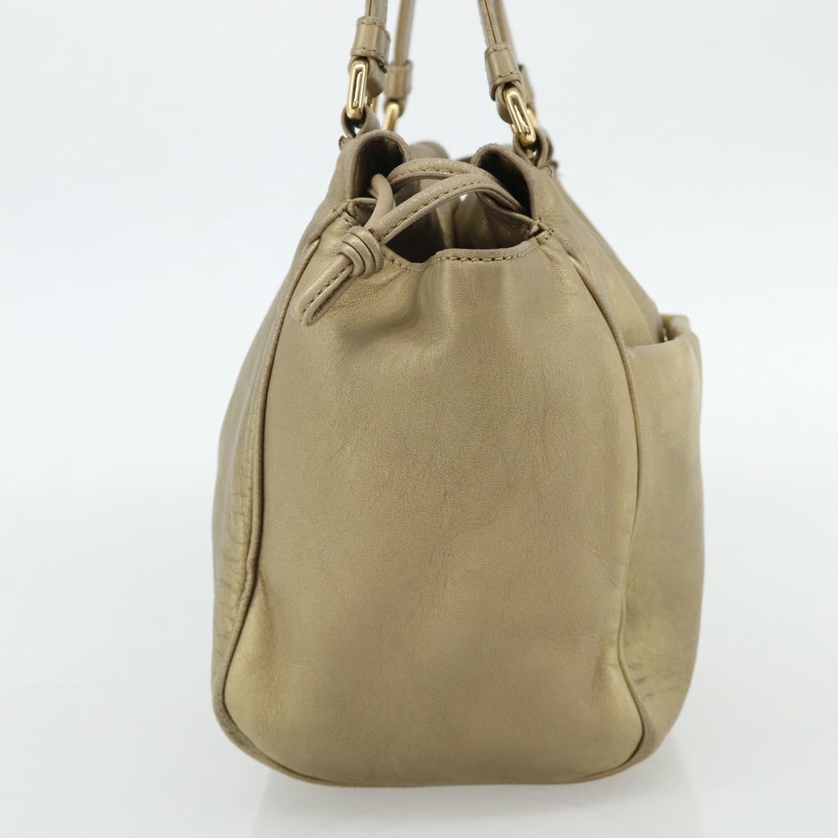 LOEWE Nappa Hand Bag Leather Gold Tone Auth BA12256