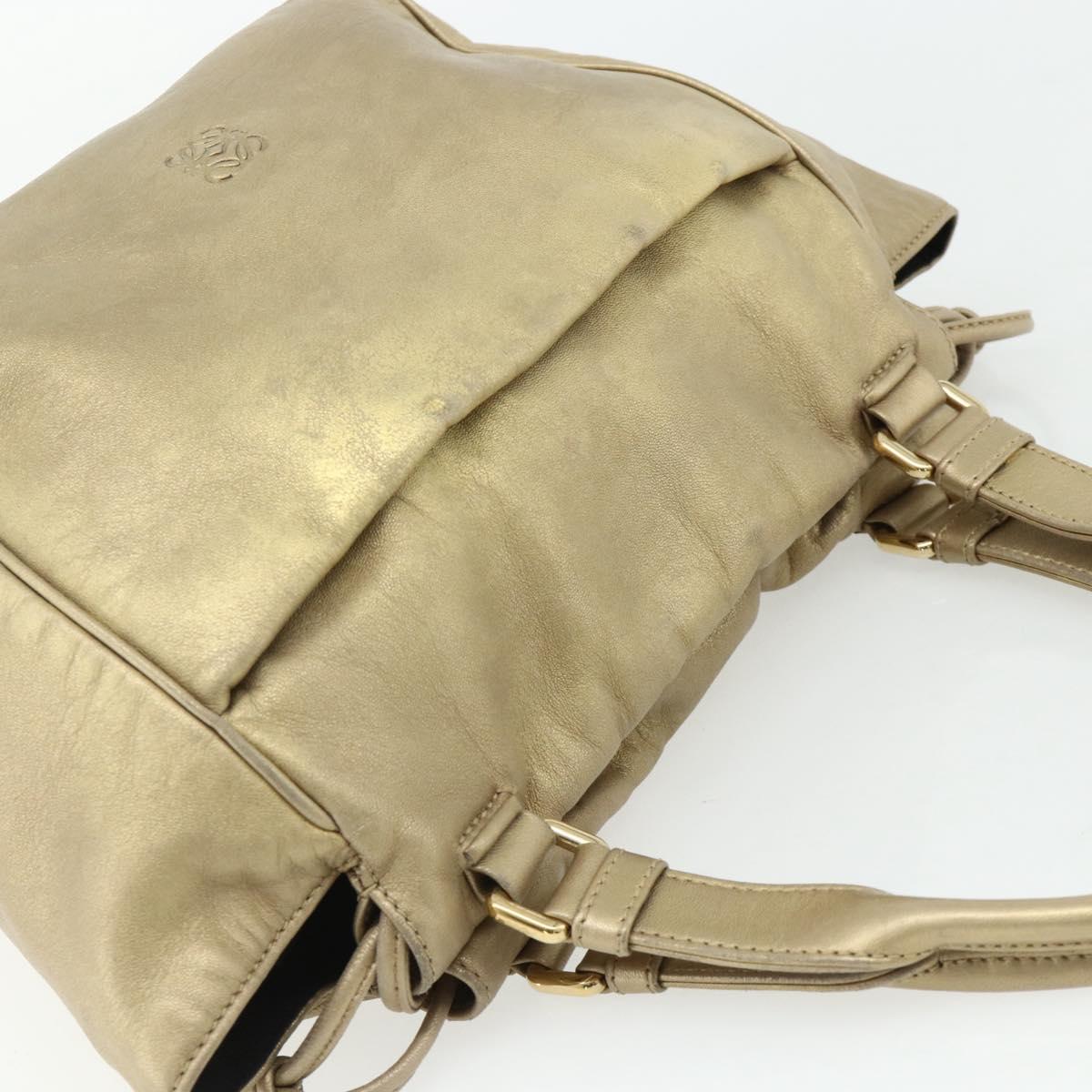 LOEWE Nappa Hand Bag Leather Gold Tone Auth BA12256