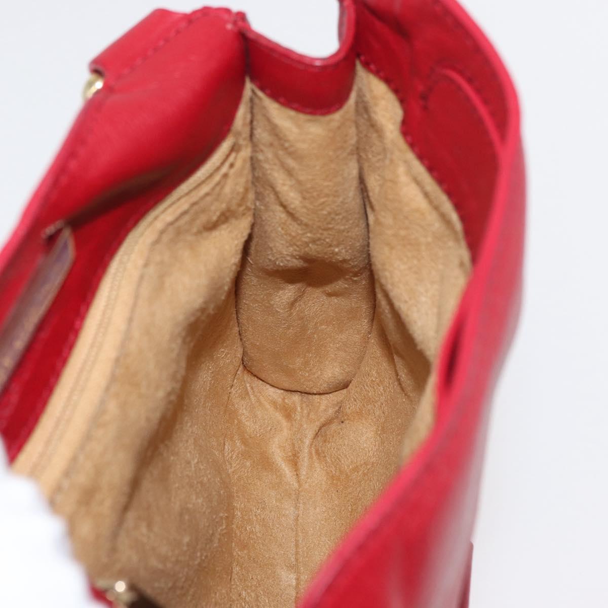 Jimmy Choo Shoulder Bag Leather Red Gold Auth BA12257A