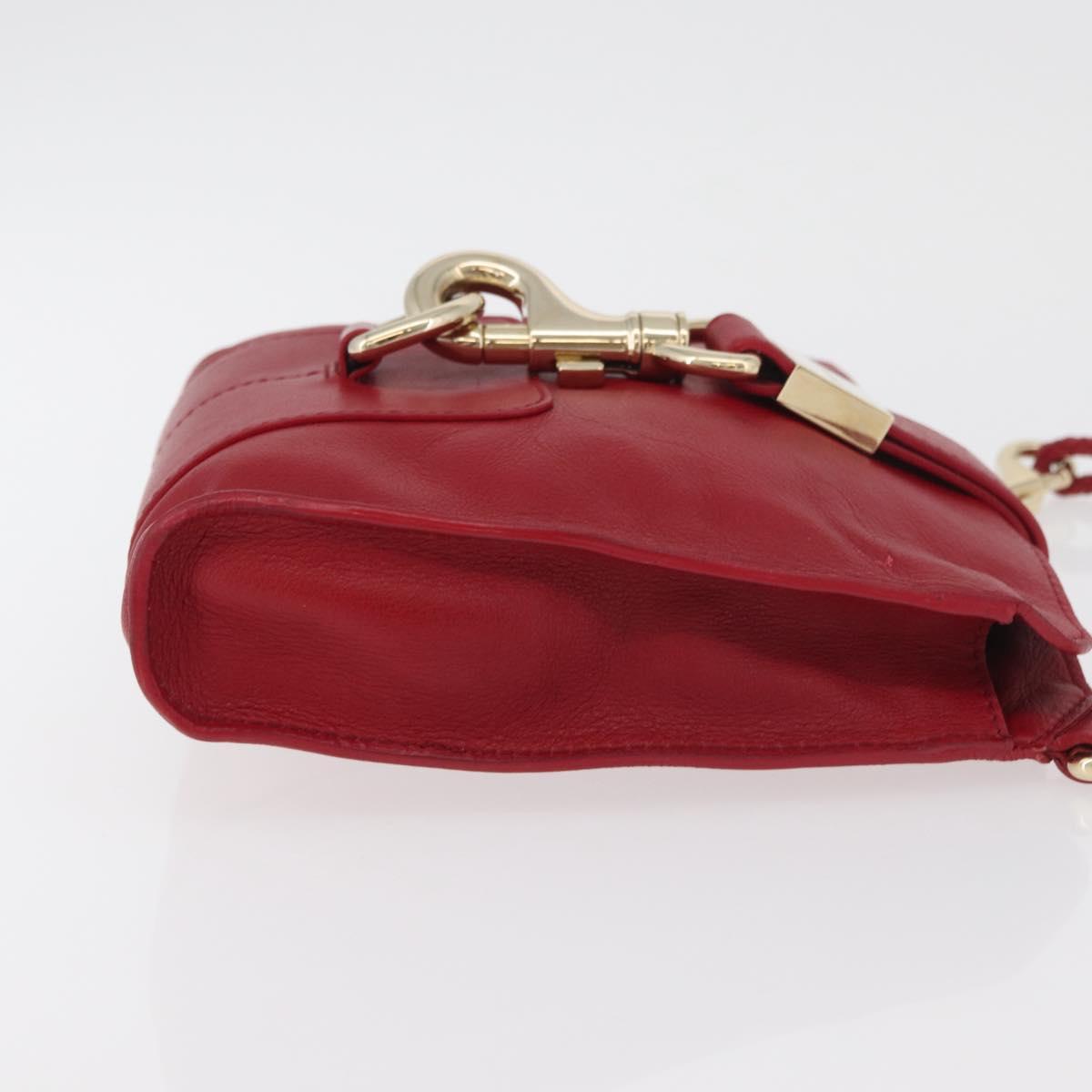 Jimmy Choo Shoulder Bag Leather Red Gold Auth BA12257A