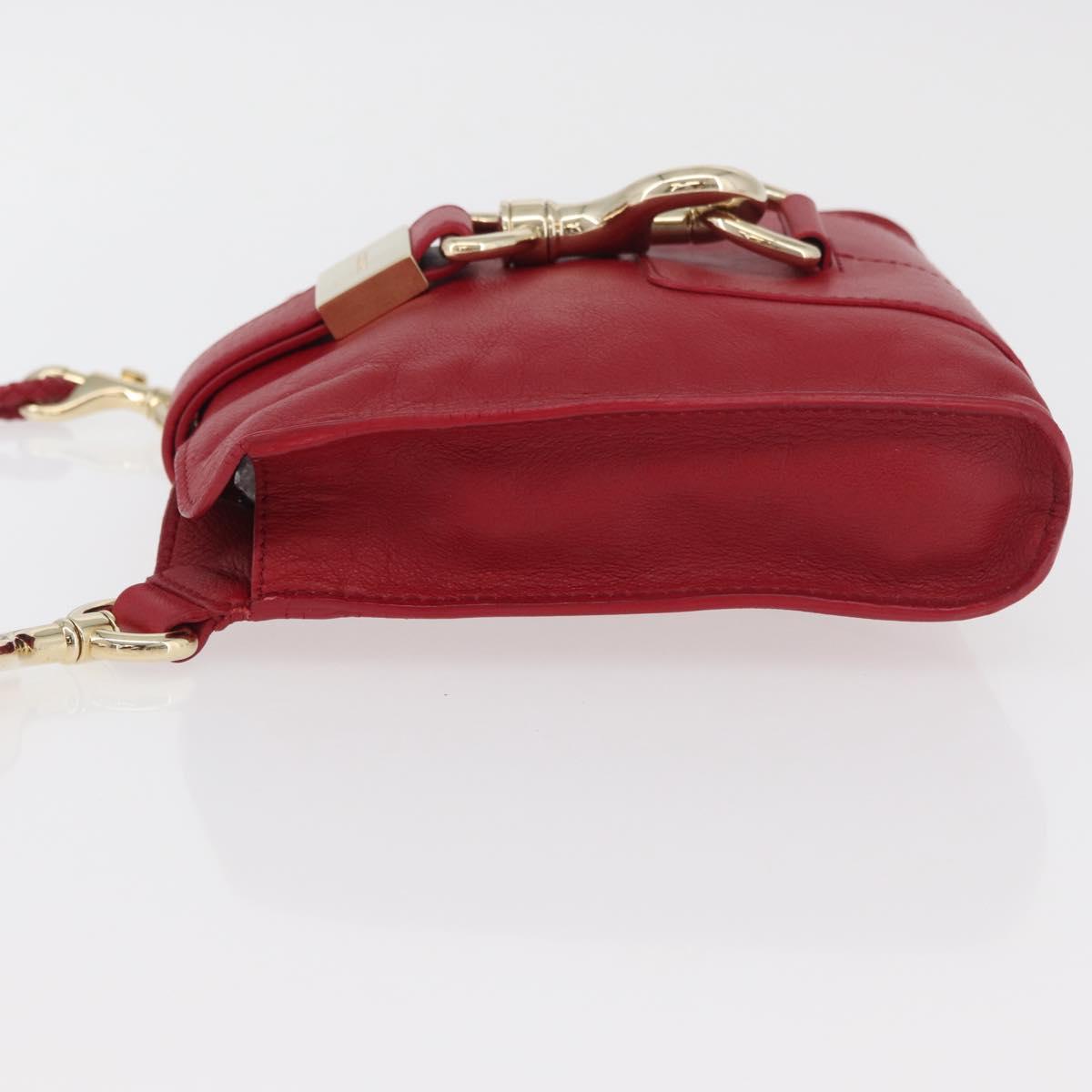 Jimmy Choo Shoulder Bag Leather Red Gold Auth BA12257A