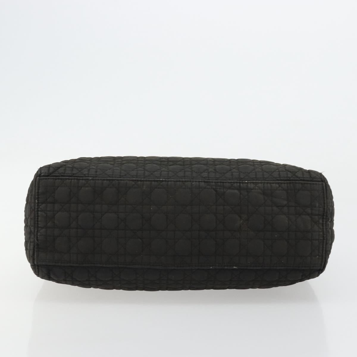 Christian Dior Canage Lady Dior Hand Bag Nylon Black Gold Auth BA12261