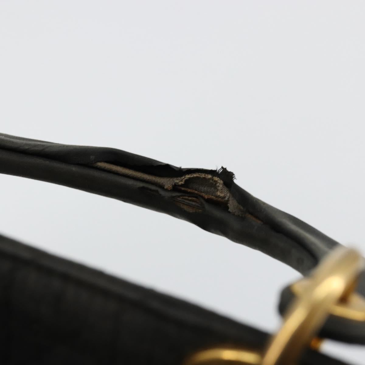 Christian Dior Canage Lady Dior Hand Bag Nylon Black Gold Auth BA12261