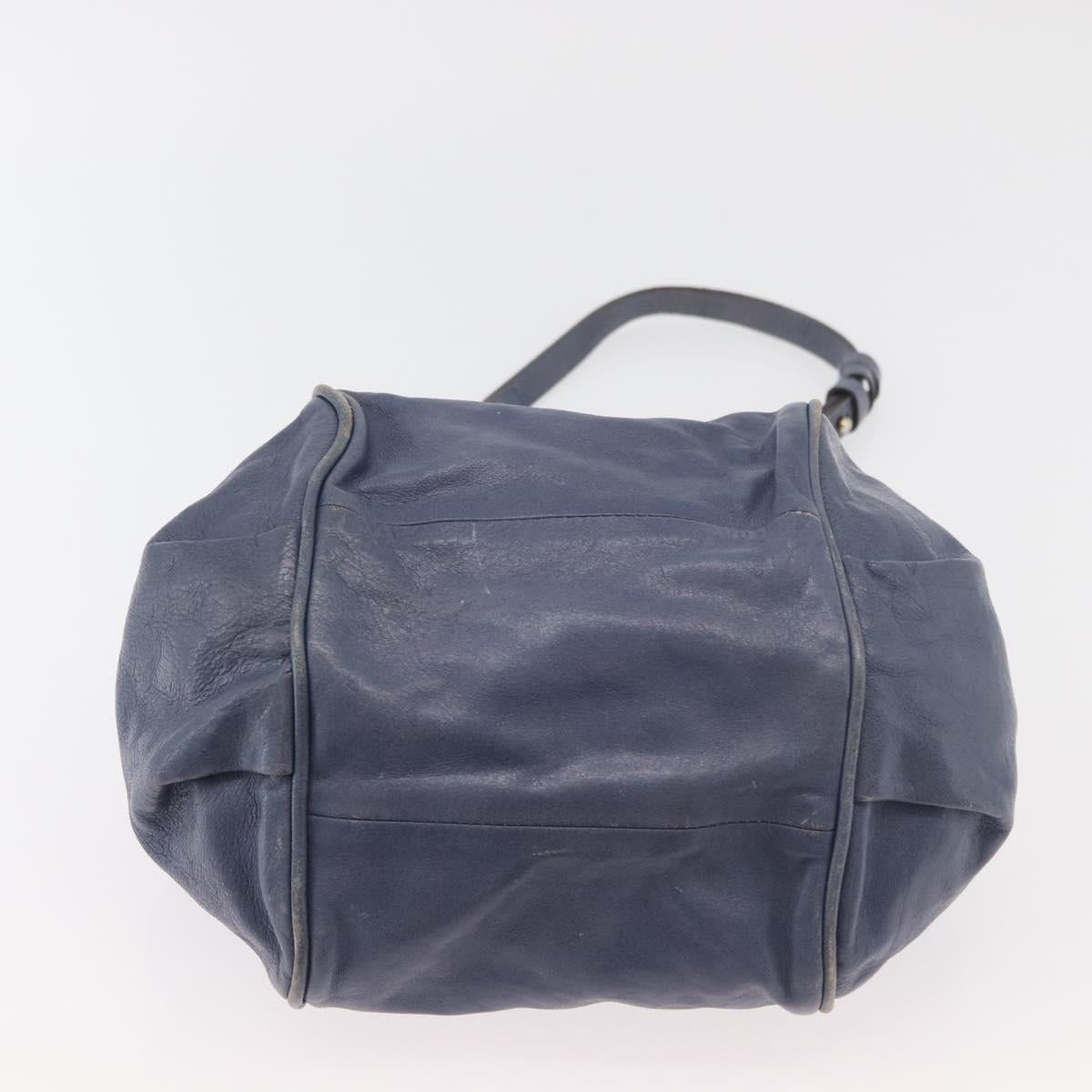 Chloe Etel Hand Bag Leather 2way Navy Gold Auth BA12262