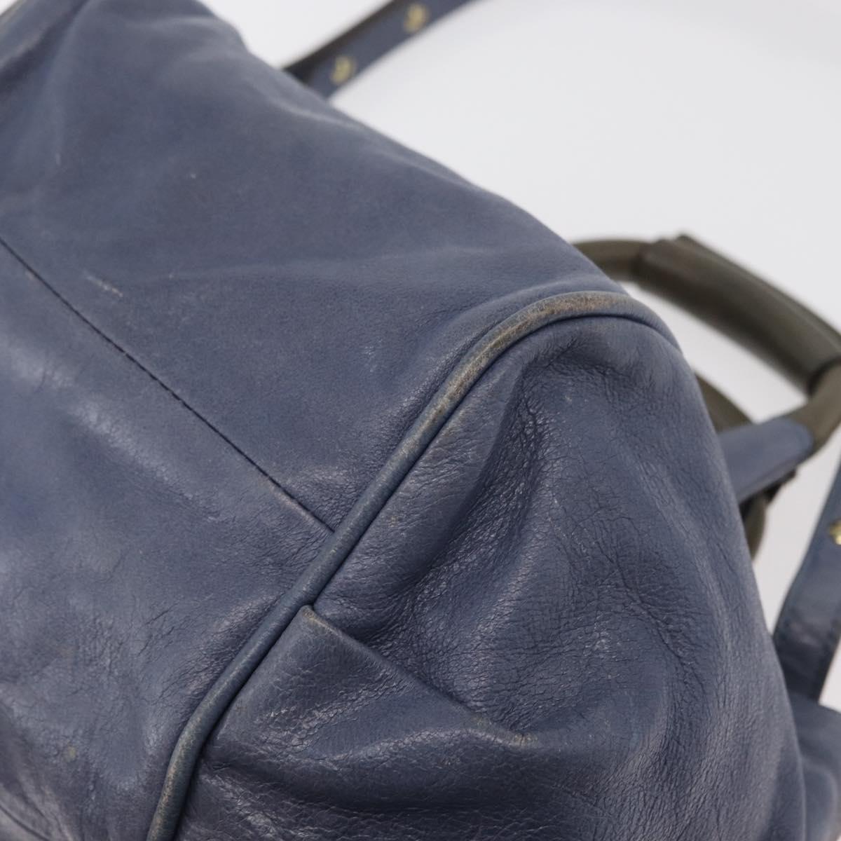 Chloe Etel Hand Bag Leather 2way Navy Gold Auth BA12262
