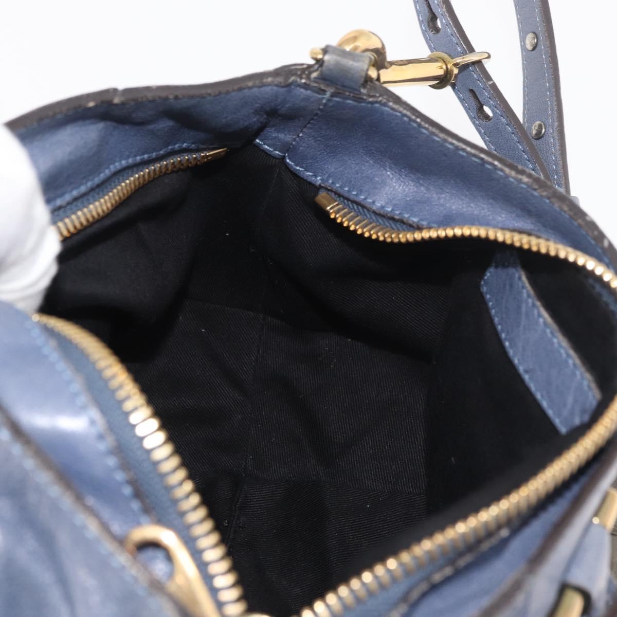 Chloe Etel Hand Bag Leather 2way Navy Gold Auth BA12262