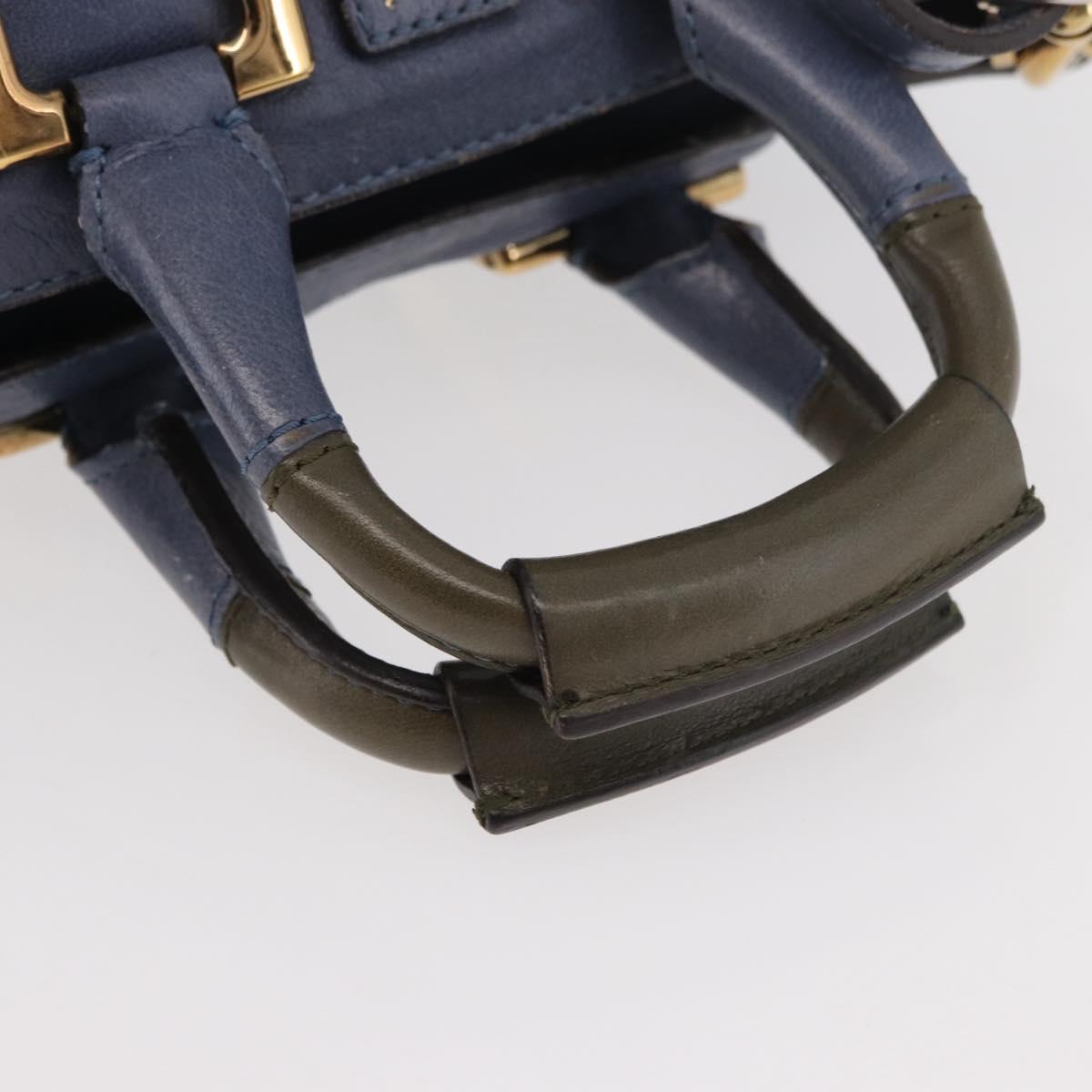 Chloe Etel Hand Bag Leather 2way Navy Gold Auth BA12262