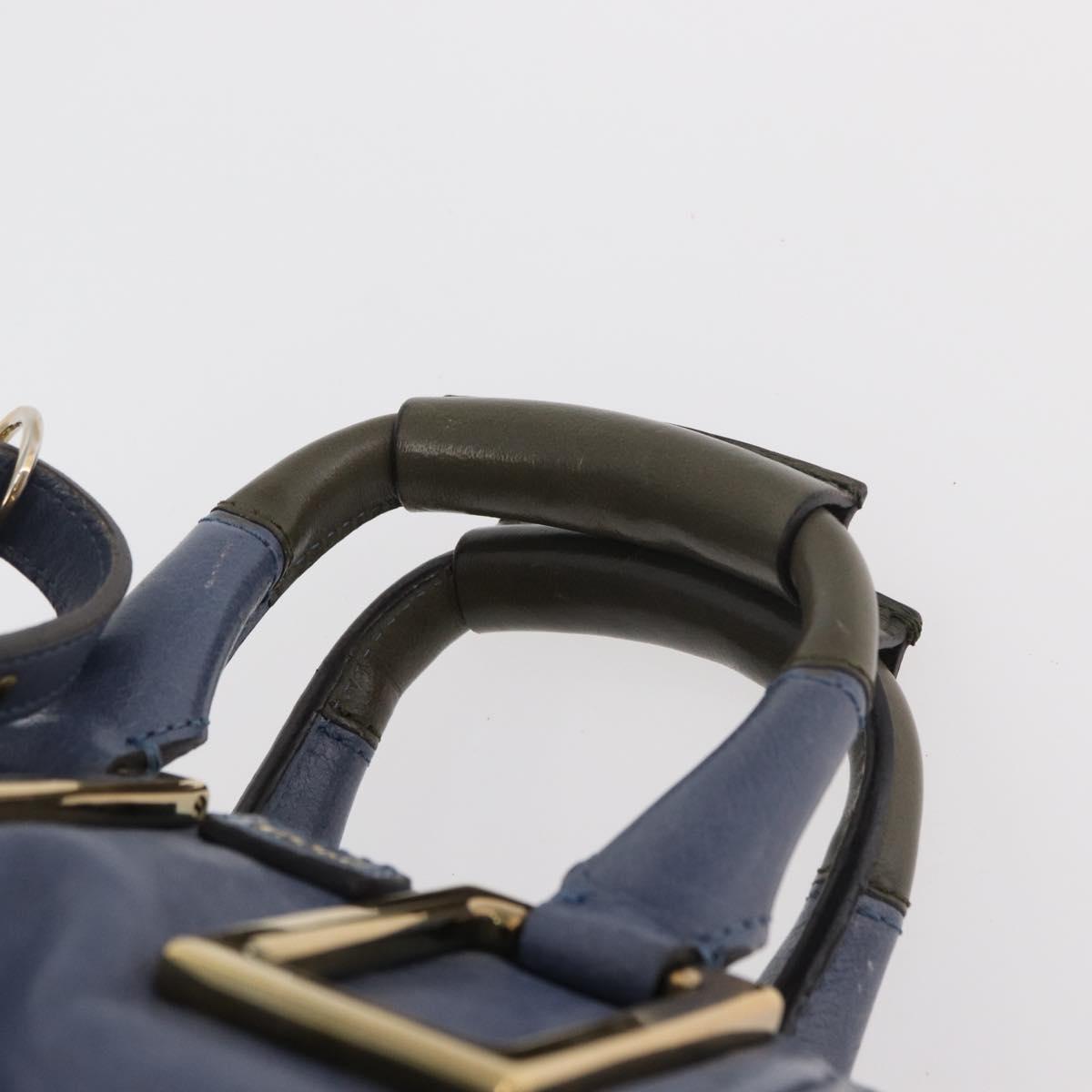 Chloe Etel Hand Bag Leather 2way Navy Gold Auth BA12262