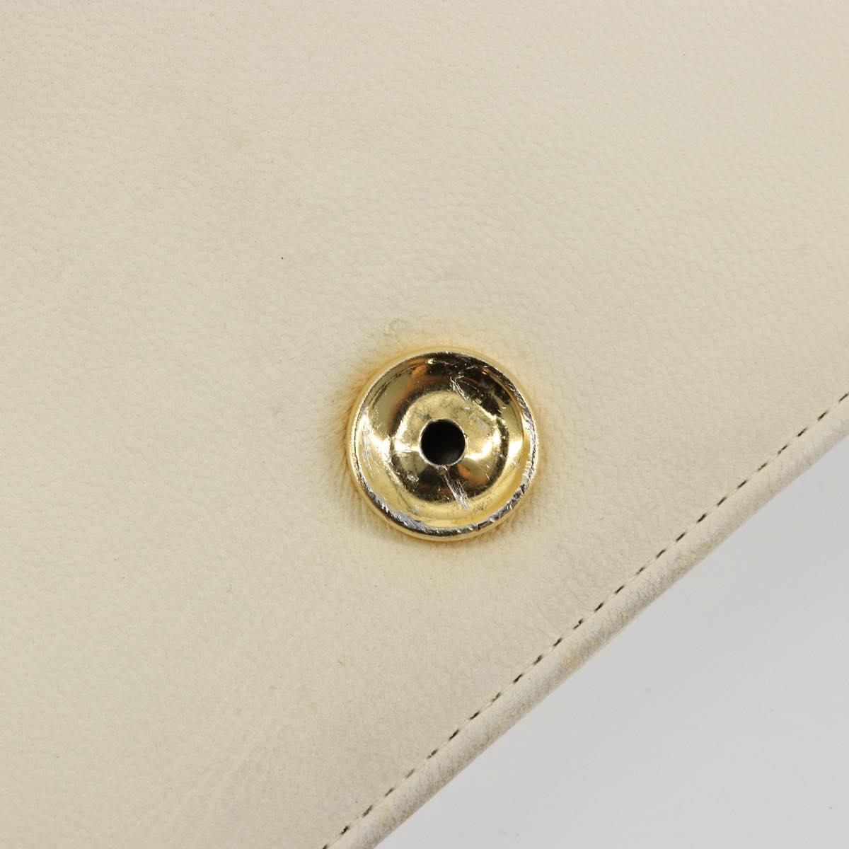 CHANEL Matelasse Chain Shoulder Bag Lamb Skin White Gold CC Auth BA12264
