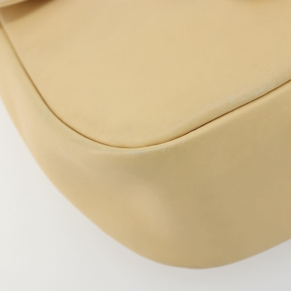 Salvatore Ferragamo Gancini Shoulder Bag Leather Ivory Silver Auth BA12266