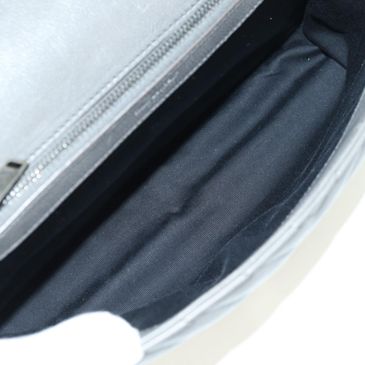 SAINT LAURENT Chain Shoulder Bag Leather Gray Silver Auth BA12267SAV