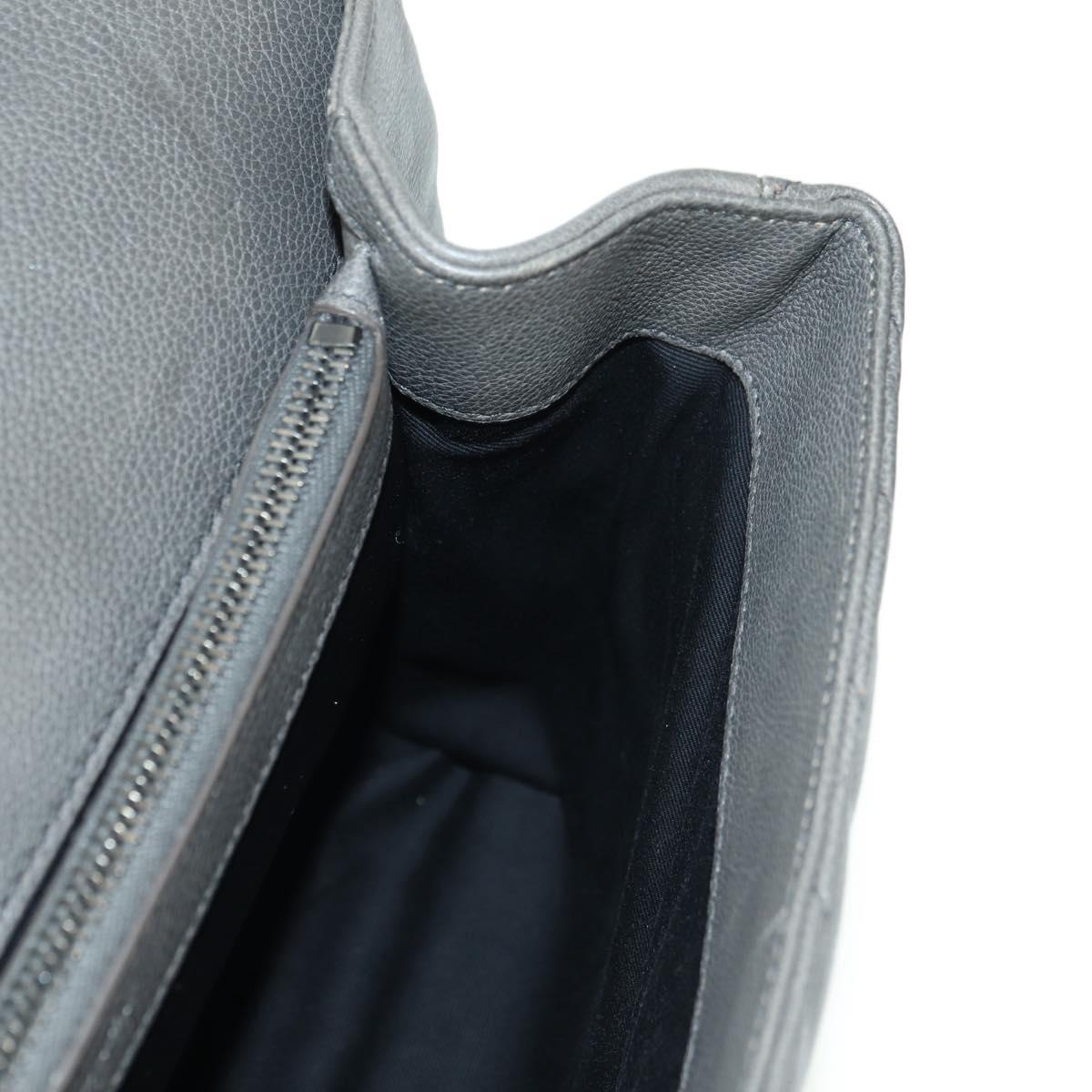 SAINT LAURENT Chain Shoulder Bag Leather Gray Silver Auth BA12267SAV