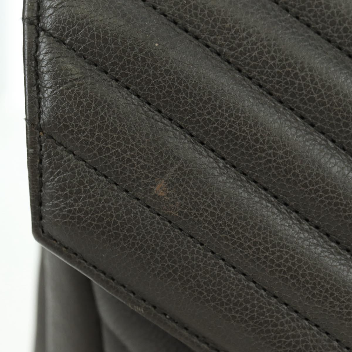 SAINT LAURENT Chain Shoulder Bag Leather Gray Silver Auth BA12267SAV