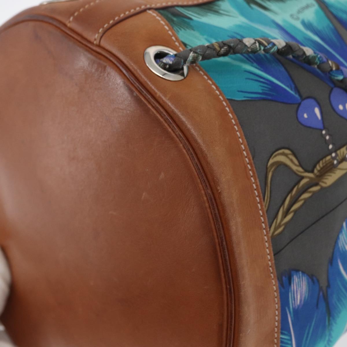 HERMES Sowa Cool 22 Shoulder Bag Silk Blue Silver Auth BA12268