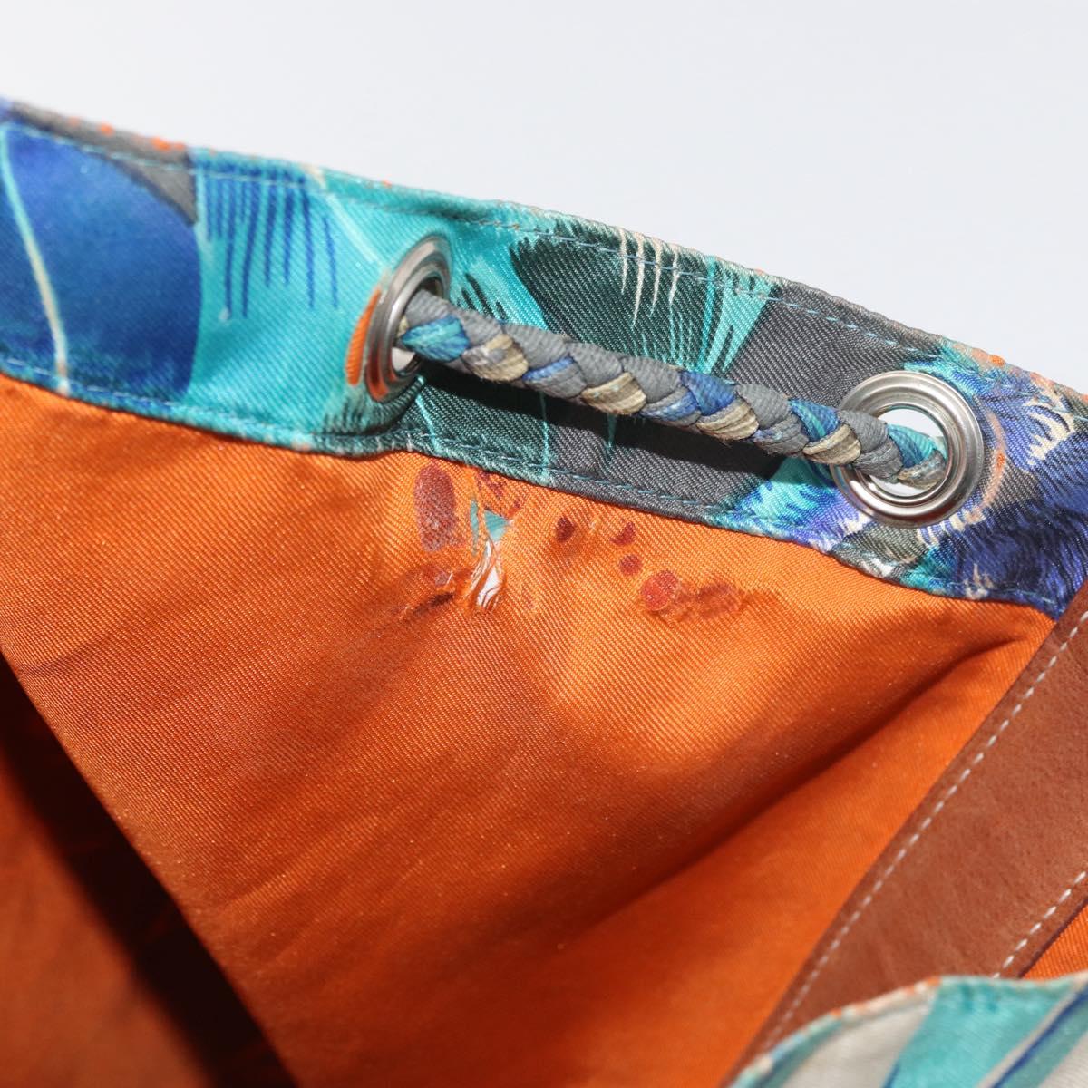 HERMES Sowa Cool 22 Shoulder Bag Silk Blue Silver Auth BA12268