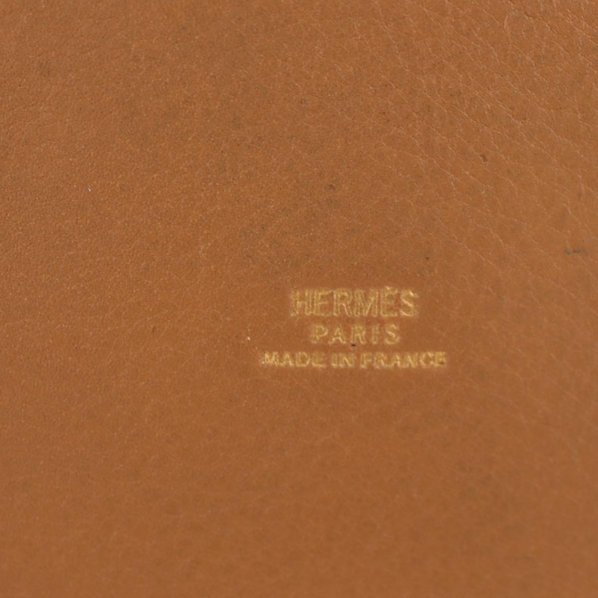HERMES Market TPM Shoulder Bag Leather Brown Gold Auth BA12269SAM
