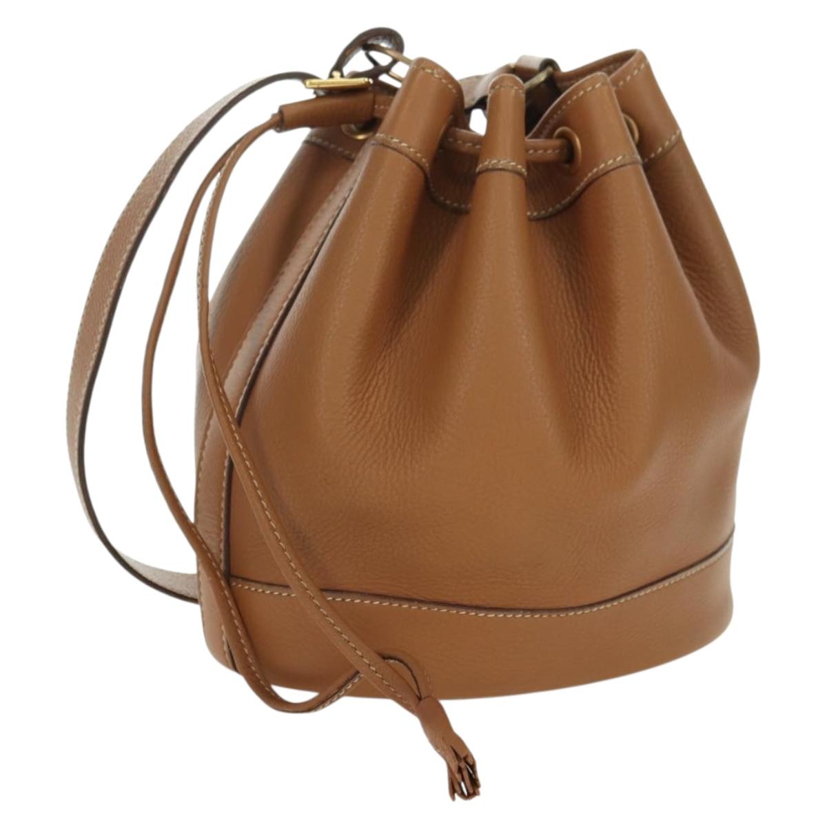 HERMES Market TPM Shoulder Bag Leather Brown Gold Auth BA12269SAM
