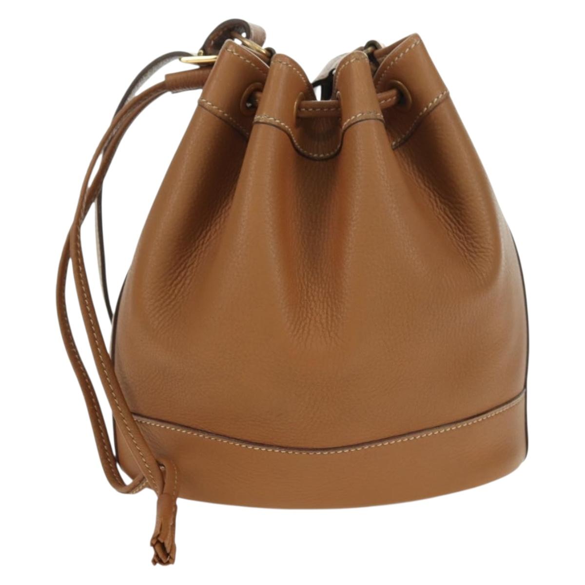 HERMES Market TPM Shoulder Bag Leather Brown Gold Auth BA12269SAM