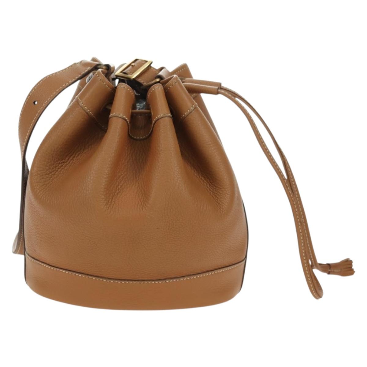 HERMES Market TPM Shoulder Bag Leather Brown Gold Auth BA12269SAM
