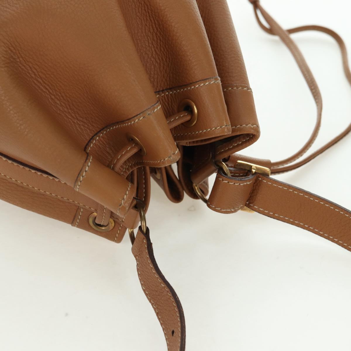 HERMES Market TPM Shoulder Bag Leather Brown Gold Auth BA12269SAM