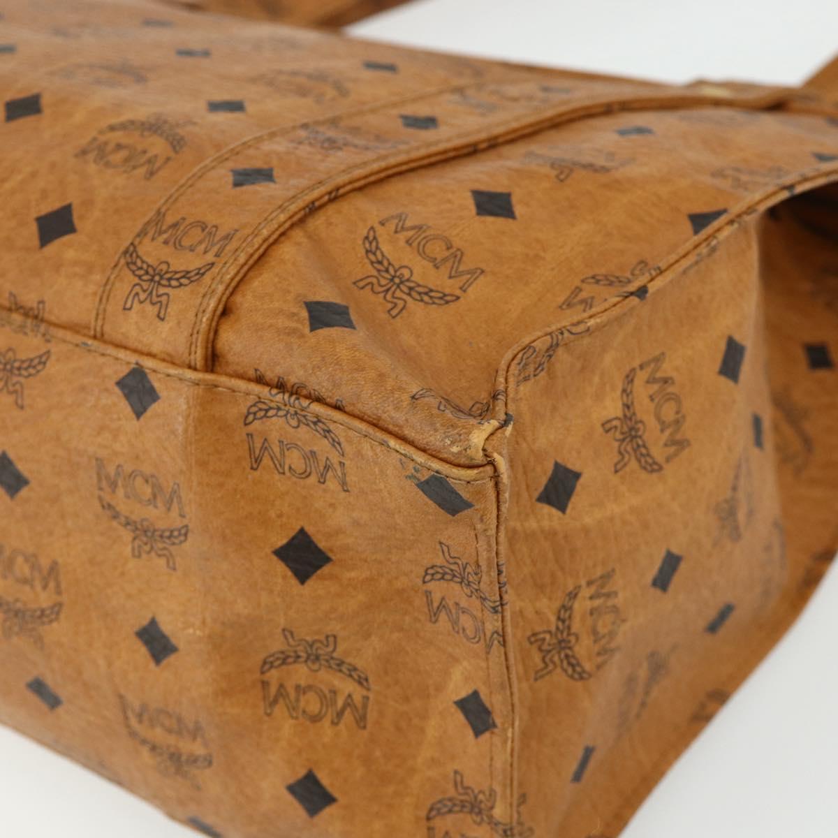 MCM Vicetos Logogram Tote Bag PVC Leather Brown Gold Auth BA12272