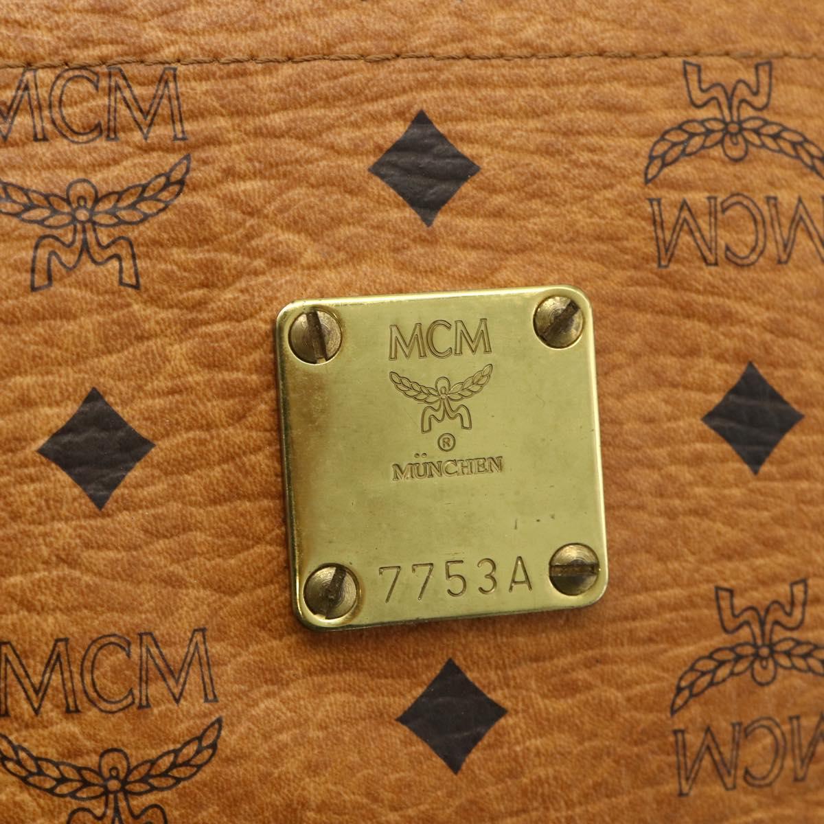 MCM Vicetos Logogram Tote Bag PVC Leather Brown Gold Auth BA12272