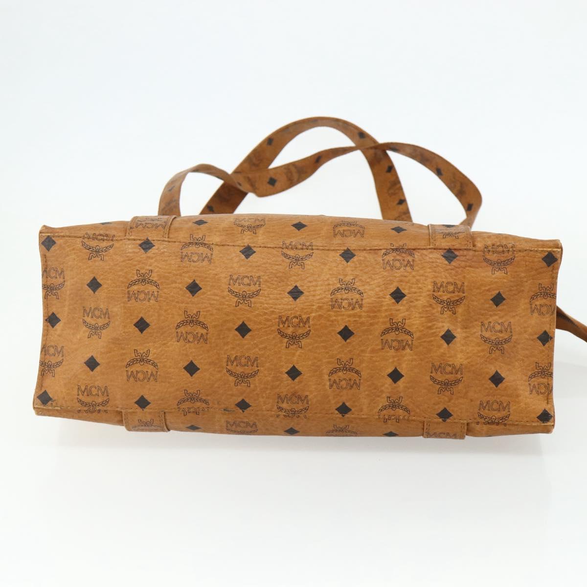 MCM Vicetos Logogram Tote Bag PVC Leather Brown Gold Auth BA12272