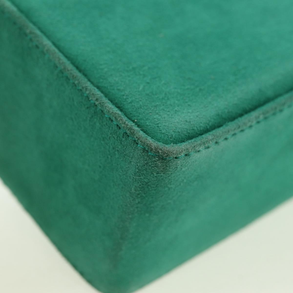 Christian Dior Chain Shoulder Bag Suede Green Gold Auth BA12278V
