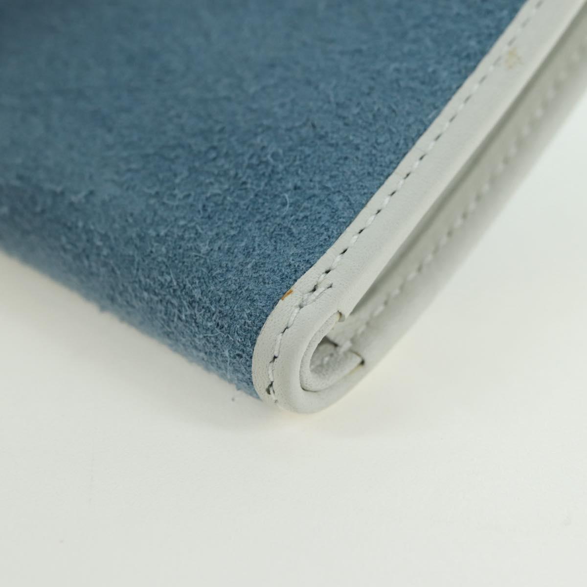 LOEWE Wallet Suede Light Blue Silver Auth BA12283V