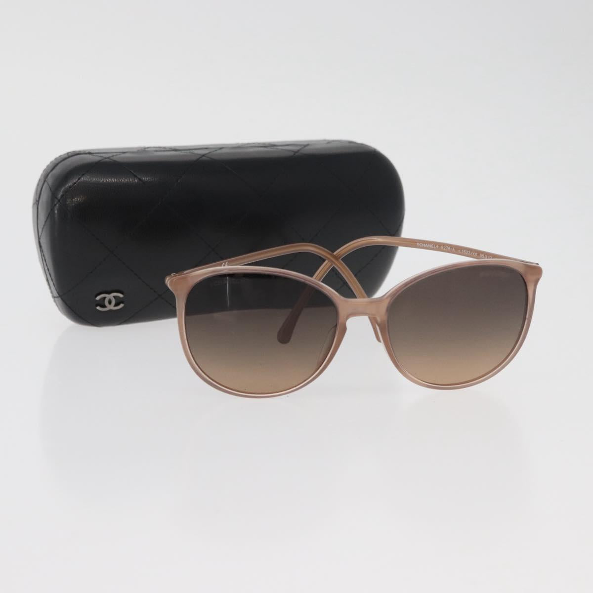 CHANEL COCO Mark Sunglasses plastic Beige CC Auth BA12285