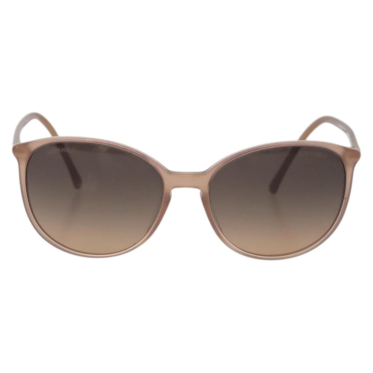 CHANEL COCO Mark Sunglasses plastic Beige CC Auth BA12285