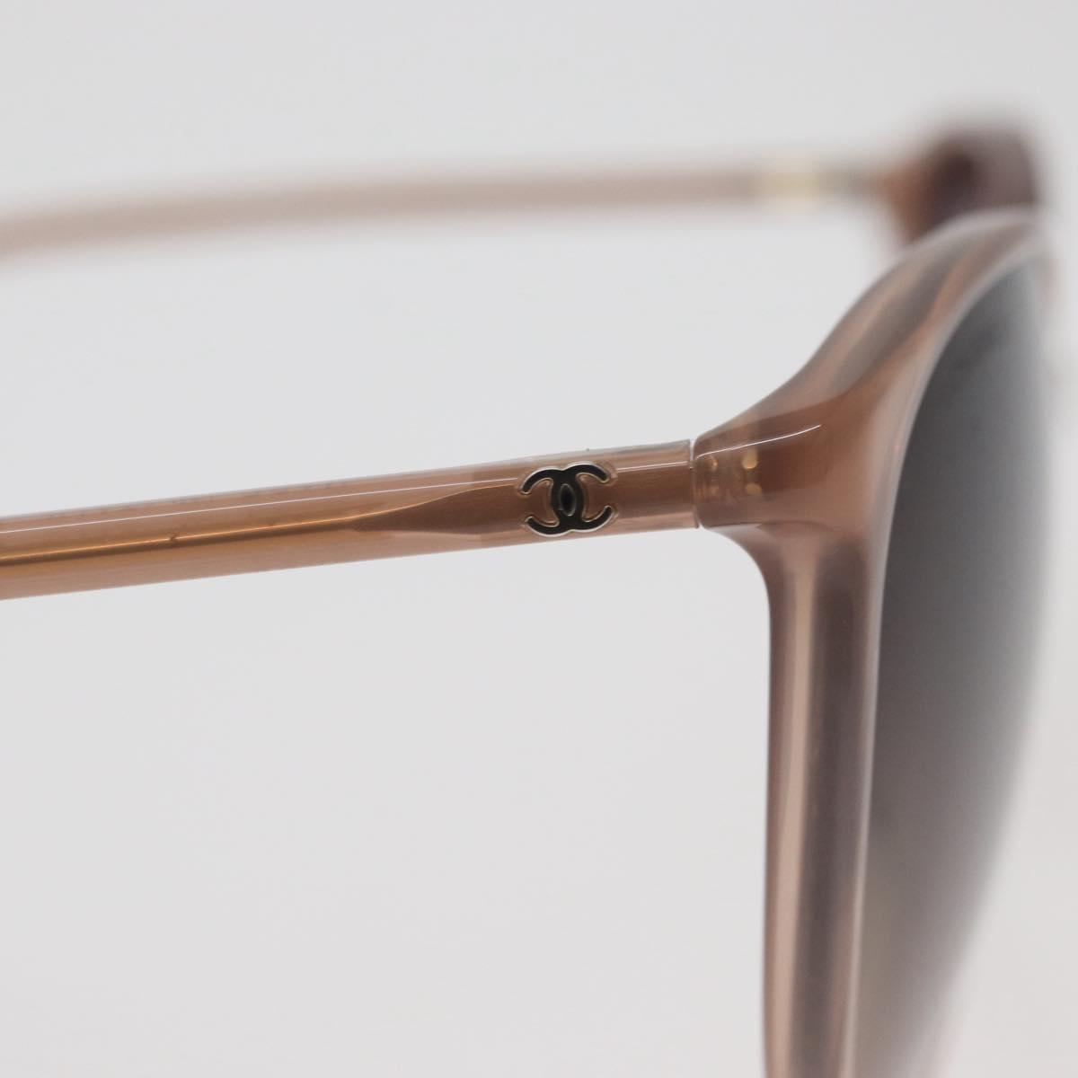 CHANEL COCO Mark Sunglasses plastic Beige CC Auth BA12285