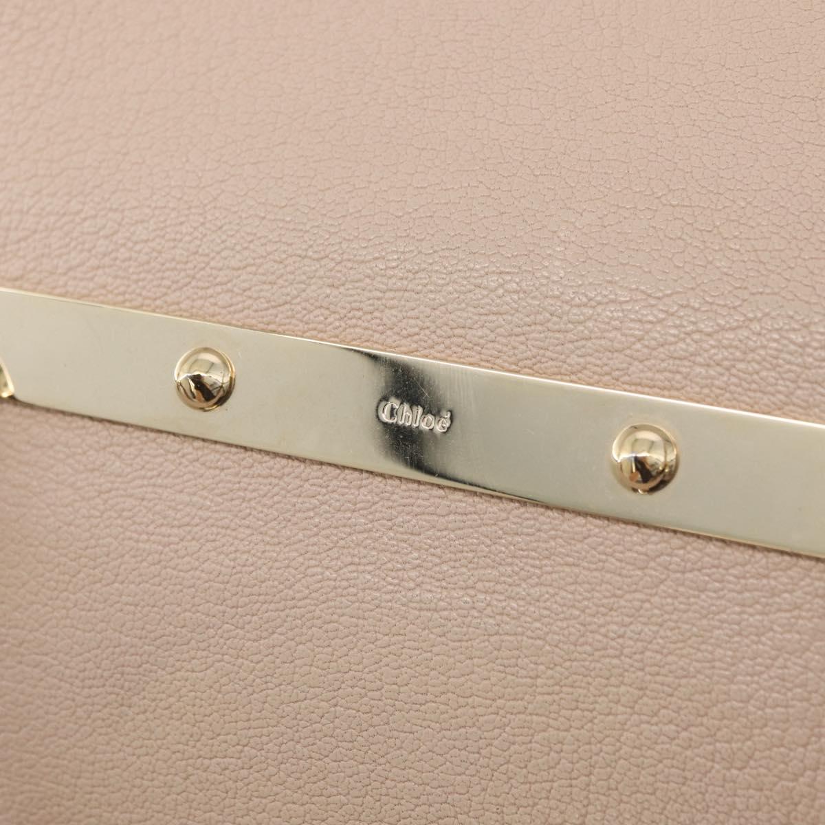 Chloe Hand Bag Leather 2way Beige Gold Auth BA12288A