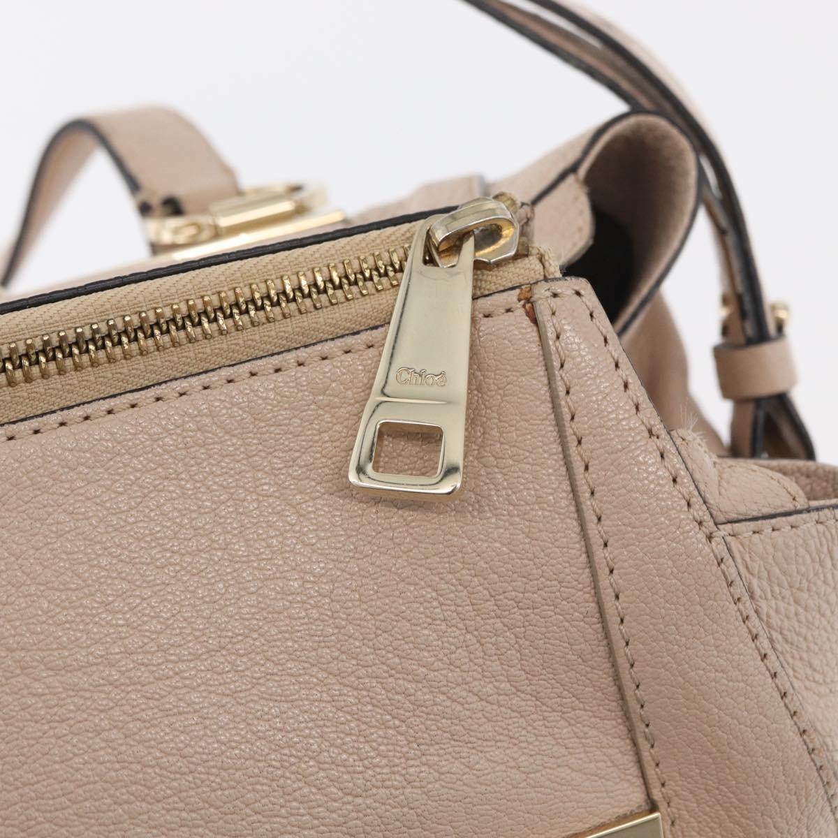 Chloe Hand Bag Leather 2way Beige Gold Auth BA12288A