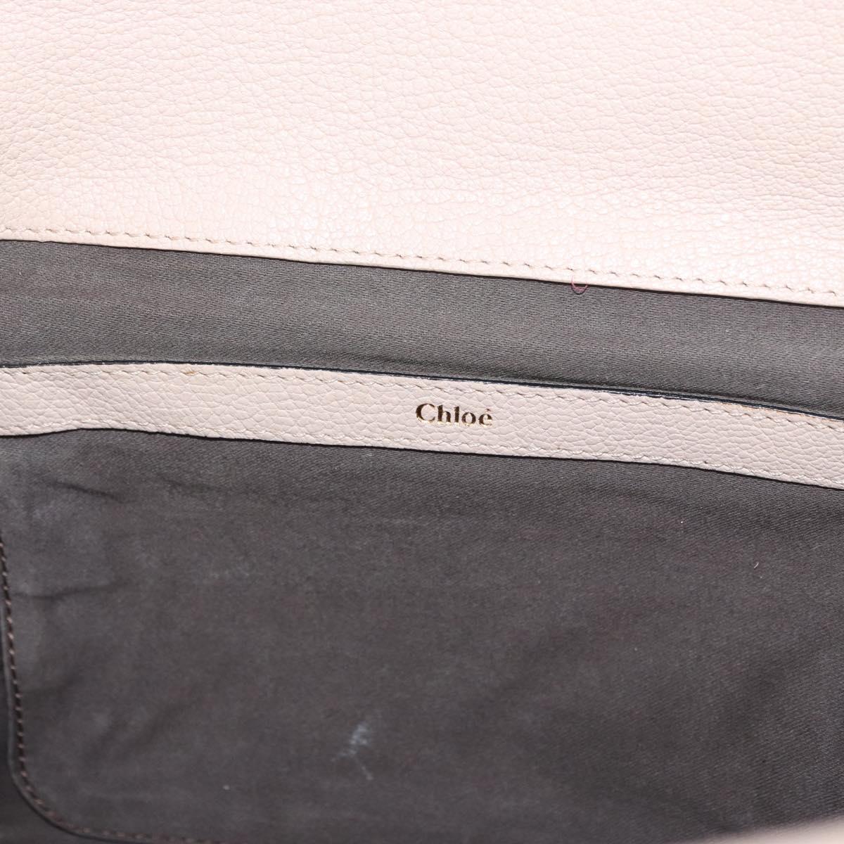Chloe Hand Bag Leather 2way Beige Gold Auth BA12288A