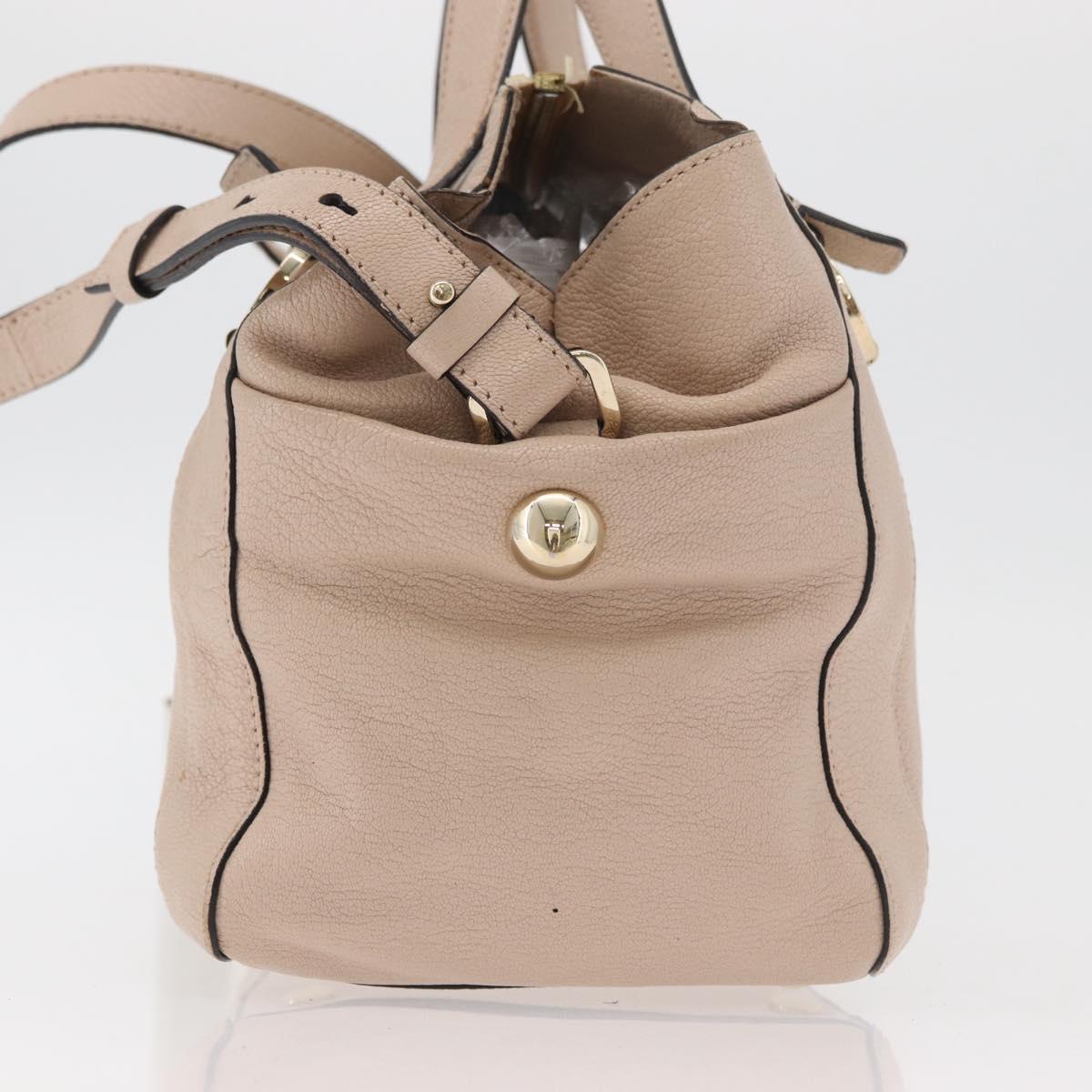 Chloe Hand Bag Leather 2way Beige Gold Auth BA12288A