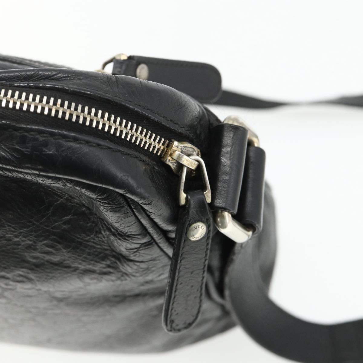 GUCCI GG Canvas Guccissima Shoulder Bag Leather Black Gold 201448 Auth BA12289