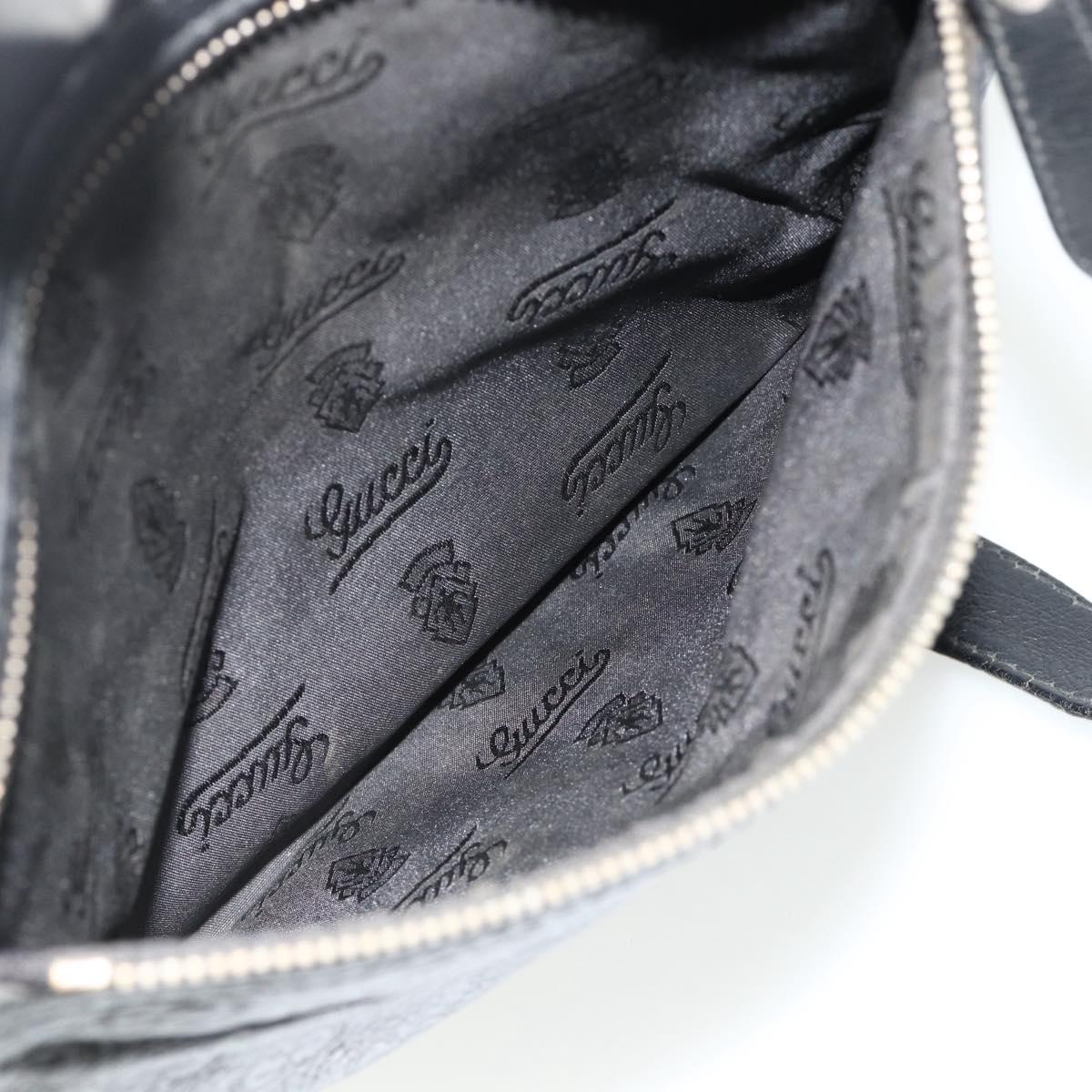 GUCCI GG Canvas Guccissima Shoulder Bag Leather Black Gold 201448 Auth BA12289
