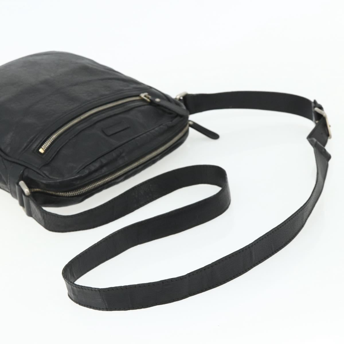GUCCI GG Canvas Guccissima Shoulder Bag Leather Black Gold 201448 Auth BA12289