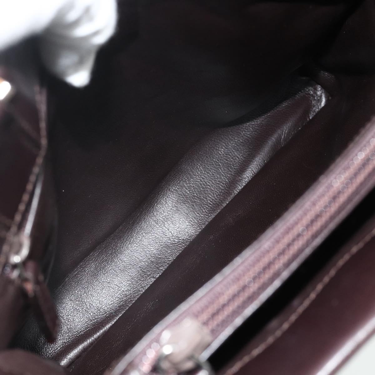 GUCCI Hand Bag Leather Dark Brown Silver 002 1024 Auth BA12290