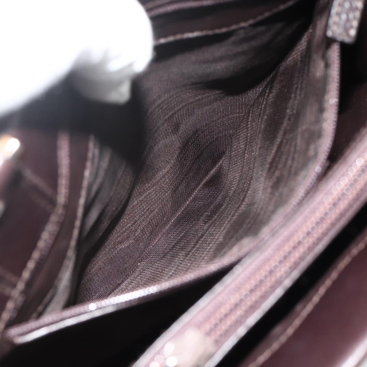 GUCCI Hand Bag Leather Dark Brown Silver 002 1024 Auth BA12290
