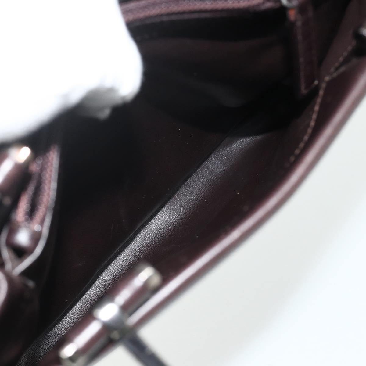 GUCCI Hand Bag Leather Dark Brown Silver 002 1024 Auth BA12290