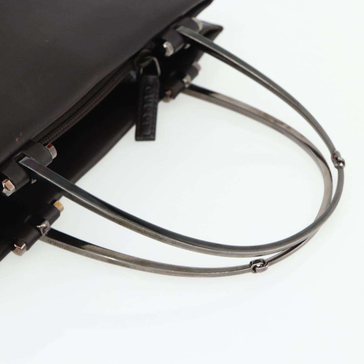 GUCCI Hand Bag Leather Dark Brown Silver 002 1024 Auth BA12290