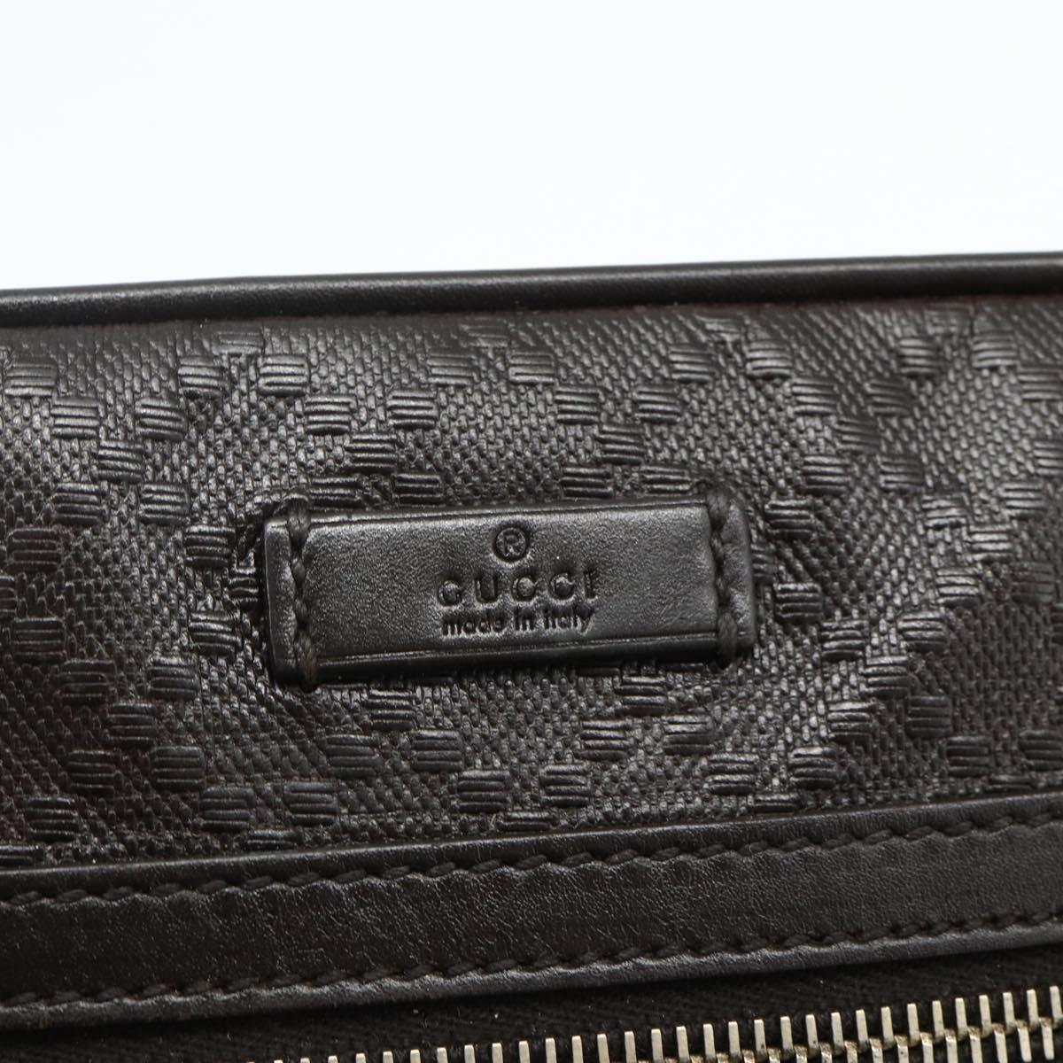 GUCCI Diamante Shoulder Bag Leather Dark Brown Silver 201448 Auth BA12291A