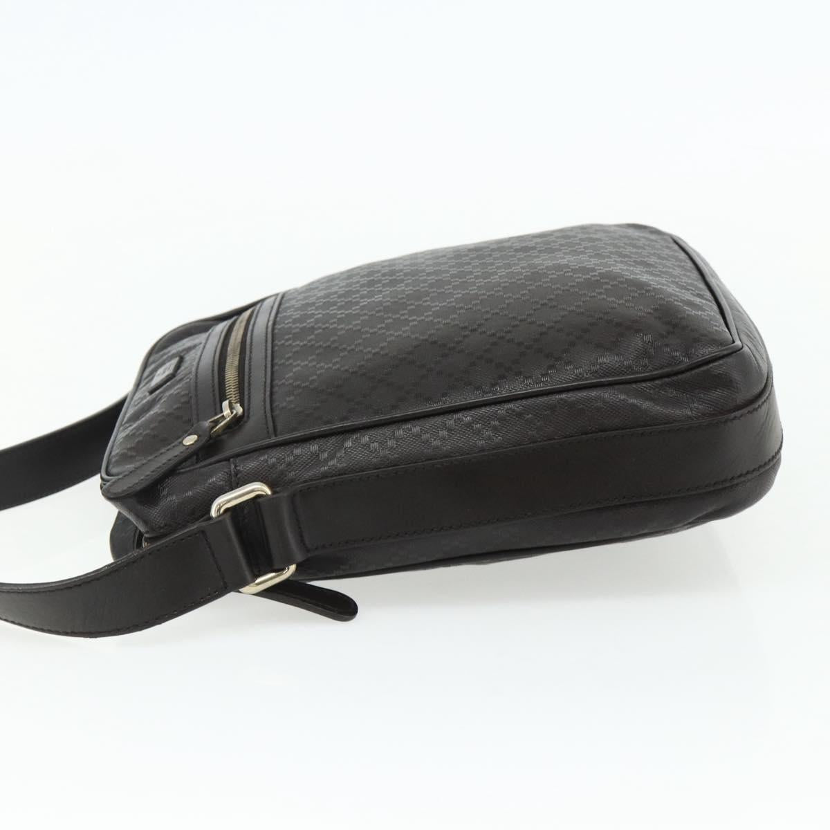 GUCCI Diamante Shoulder Bag Leather Dark Brown Silver 201448 Auth BA12291A