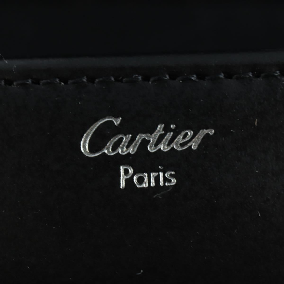 CARTIER Watch Case Leather Black Silver Auth BA12294V