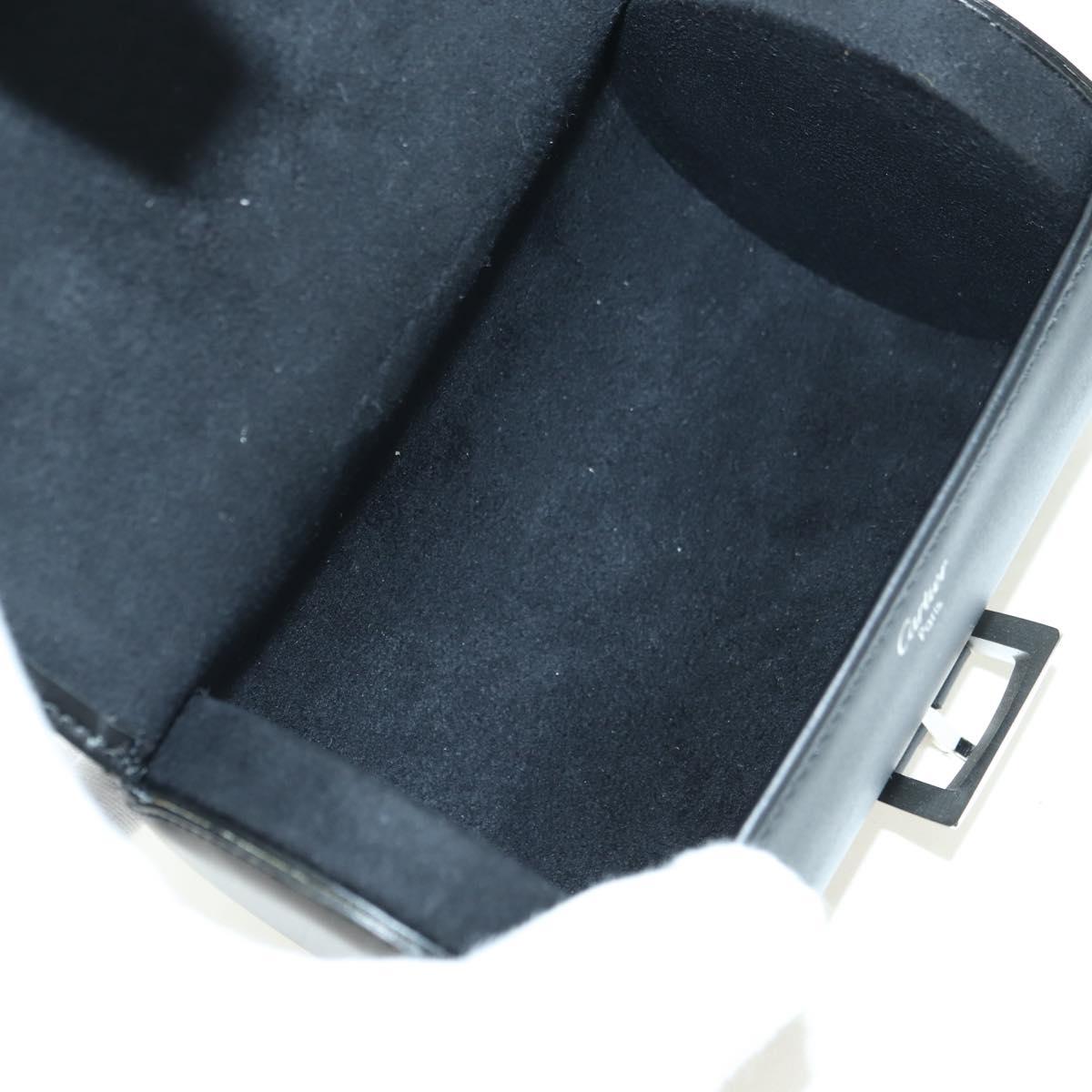 CARTIER Watch Case Leather Black Silver Auth BA12294V