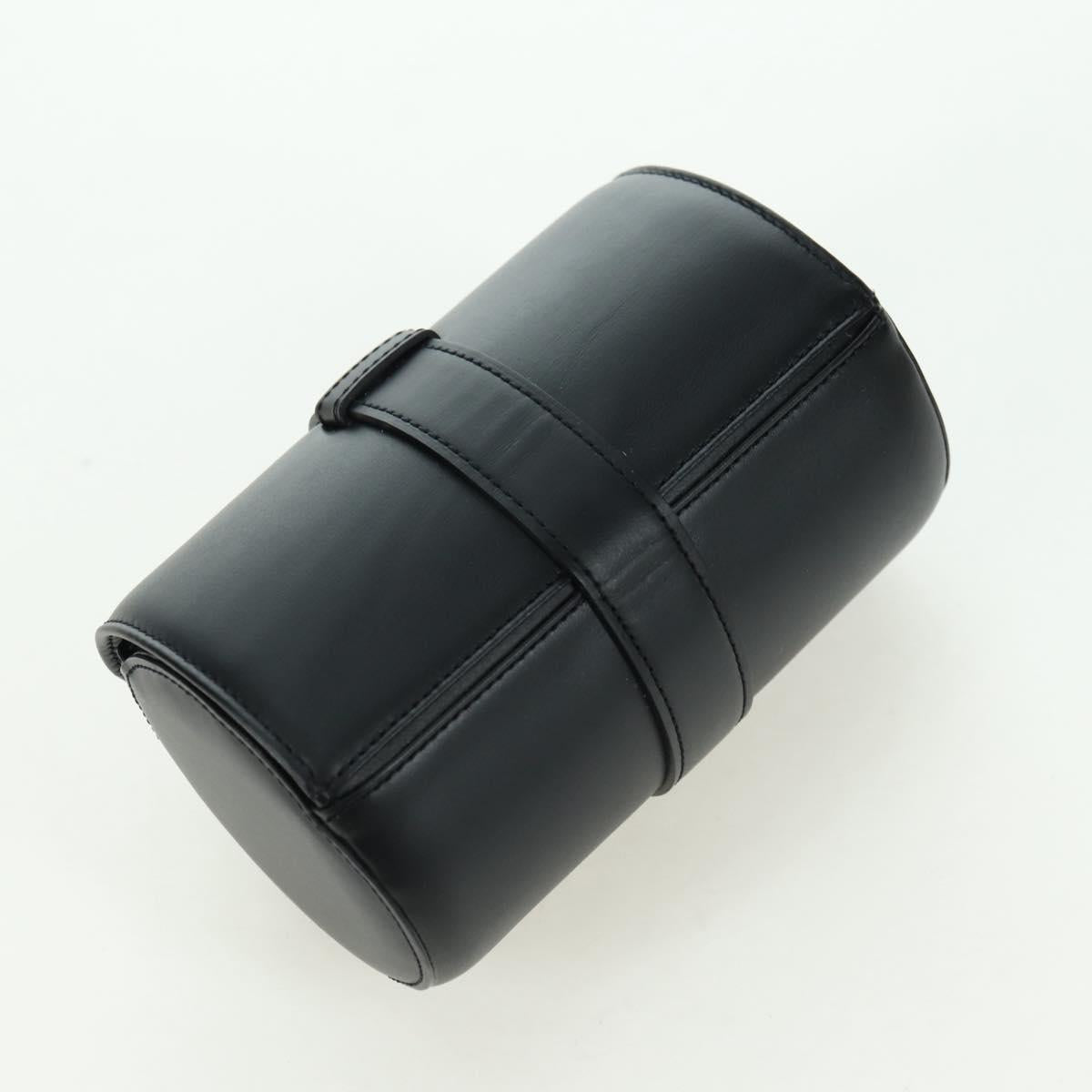 CARTIER Watch Case Leather Black Silver Auth BA12294V
