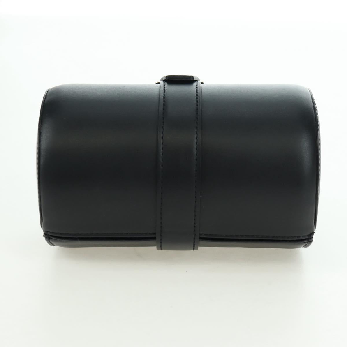 CARTIER Watch Case Leather Black Silver Auth BA12294V